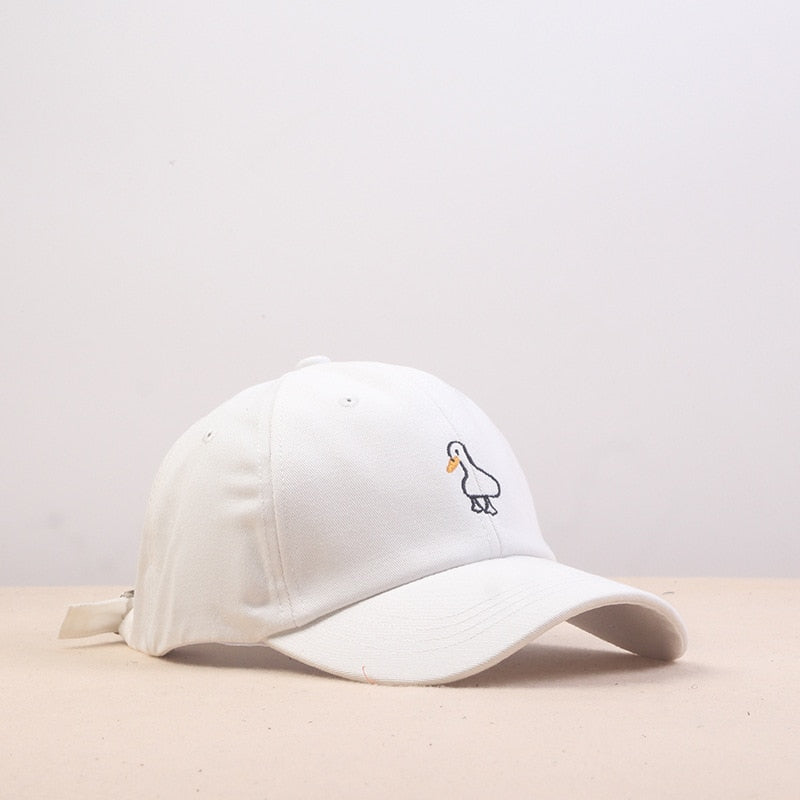 Embroidered Casual Duck Caps by SB - Style's Bug White