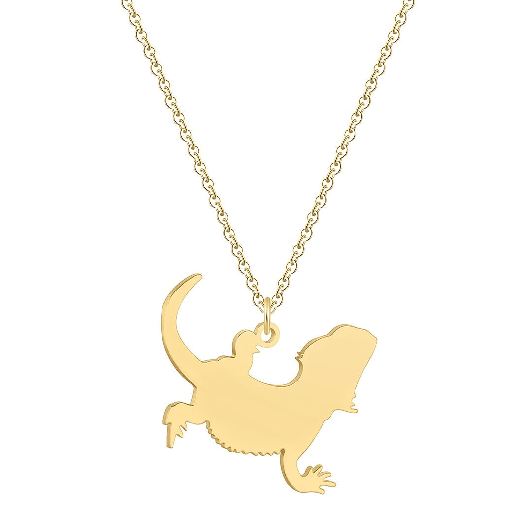 Custom Bearded Dragon Necklace by SB - Style's Bug Gold / Beardie