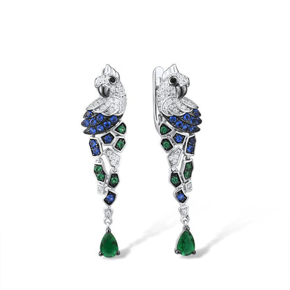 "Blue parrot on a branch" earrings - Style's Bug Default Title
