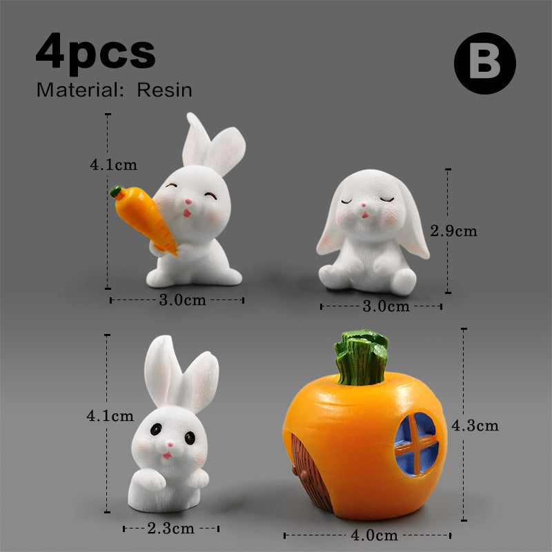 The world of mini Rabbits - Style's Bug 4pcs - Rabbit + Carrot-B