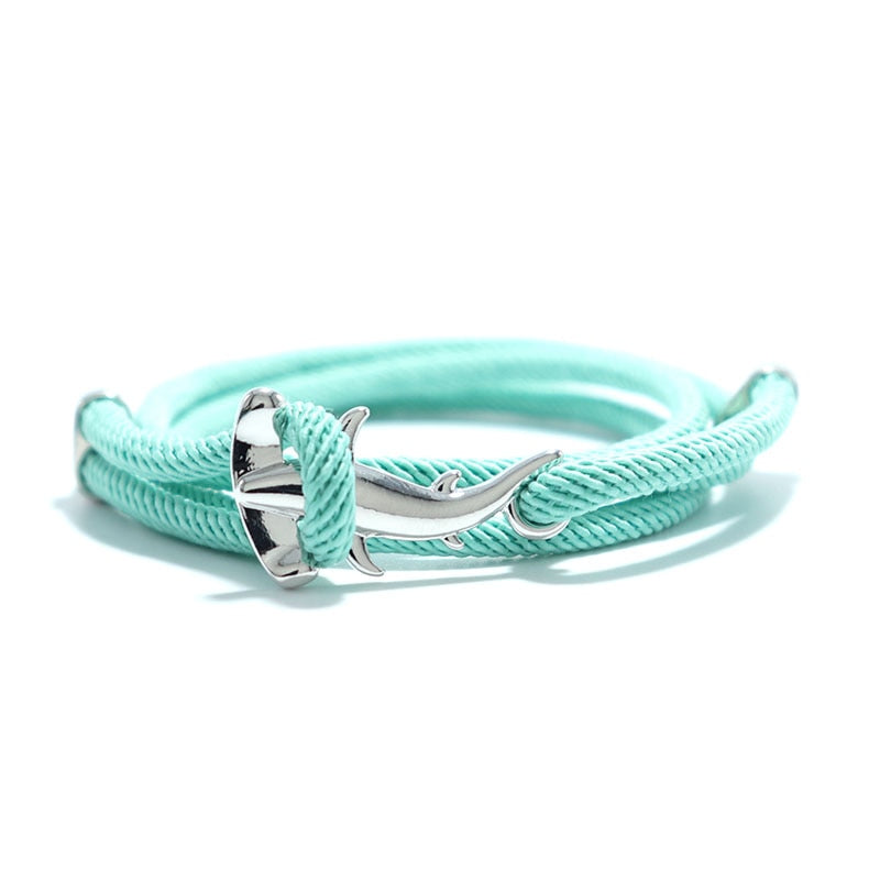 Hammerhead shark bracelet - Style's Bug Silver + Light Green