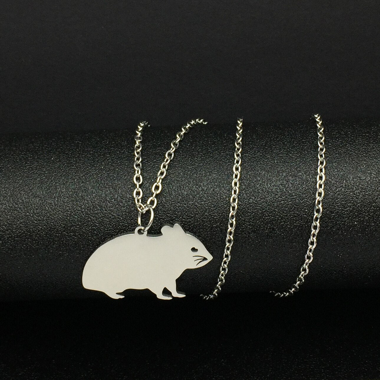 Personalized Hamster necklace - Style's Bug Silver