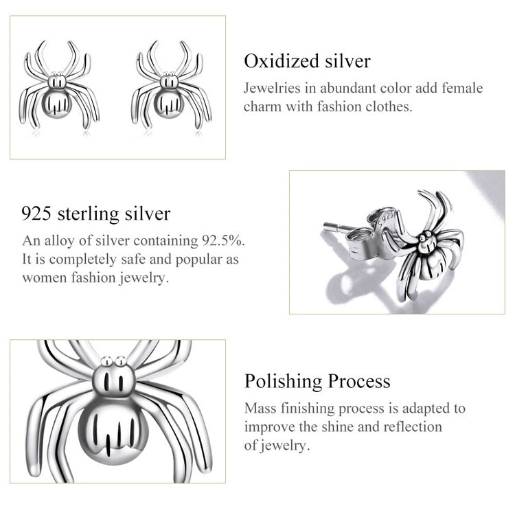 "Silver Sisters" Realistic Spider earrings - Style's Bug