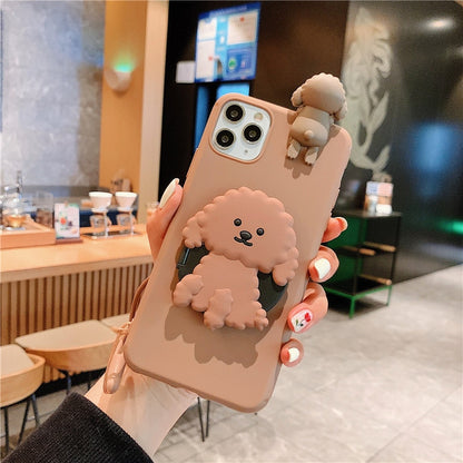 3 in 1 Poodle iPhone cases by SB (Mirror + Stand + Strap) - Style's Bug Brown / For iphone 5 5S