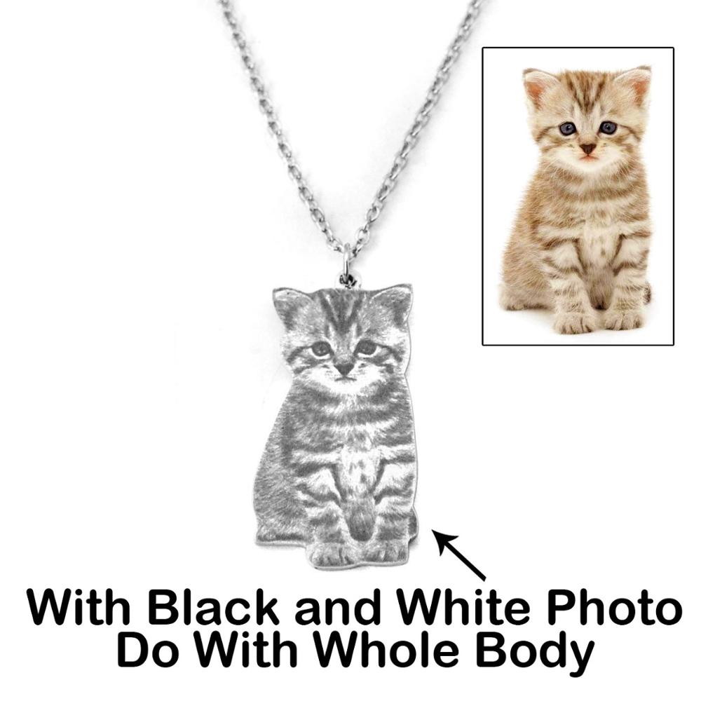 Custom pet photo necklaces by Style's Bug - Style's Bug Pet's real Shape + Black & white / 40cm