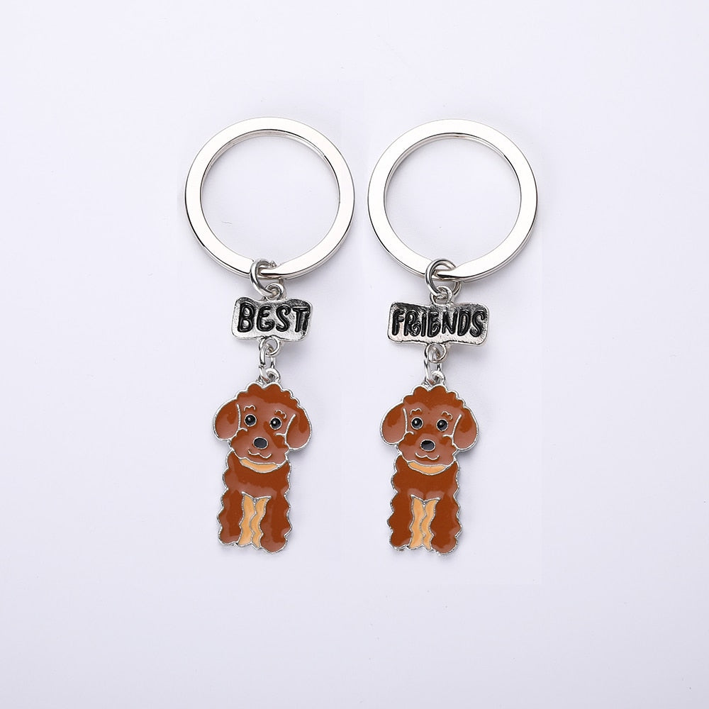 Poodle keychains by Style's Bug (2pcs pack) - Style's Bug Brown - Best + friend keychains (two)