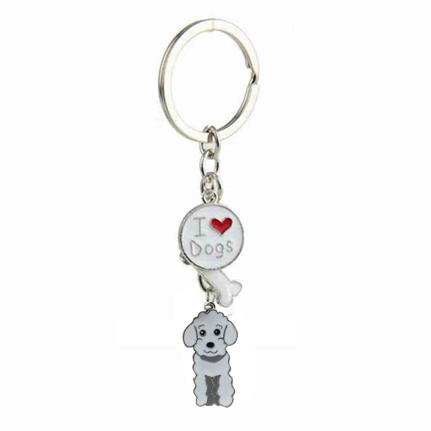 Poodle keychains by Style's Bug (2pcs pack) - Style's Bug White - I love dogs