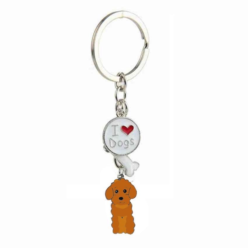 Poodle keychains by Style's Bug (2pcs pack) - Style's Bug Brown - I love dogs