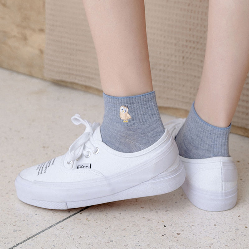 Animal Embroidered Ankle socks (2 pairs pack)