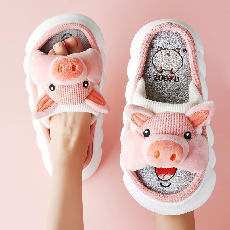Cute Thick Sole Slippers by SB - Style's Bug Pink Pig / 36-37(foot 230mm)