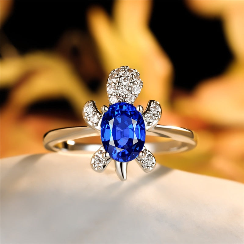 Zircon Turtle ring - Style's Bug Royal Blue / 6