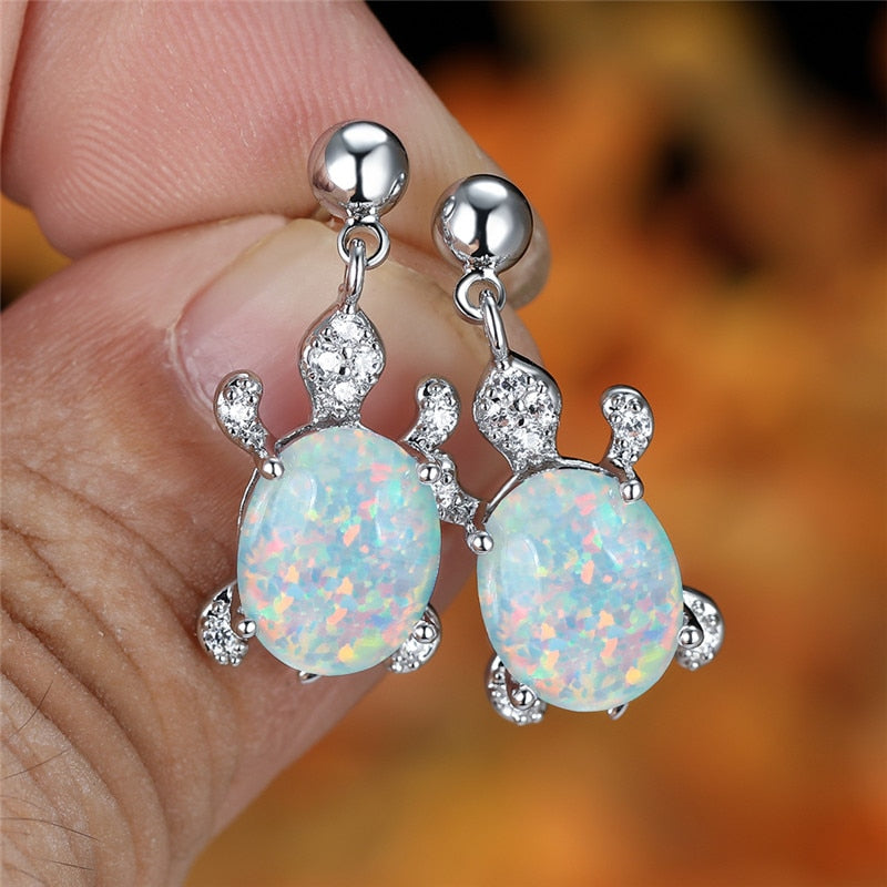 Sea Turtle earrings by Style's Bug - Style's Bug White Opal