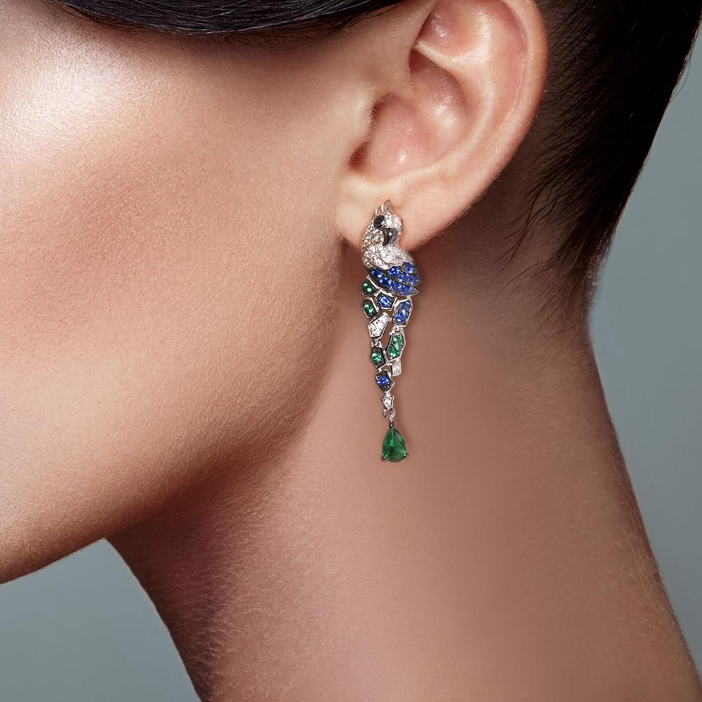 "Blue parrot on a branch" earrings - Style's Bug