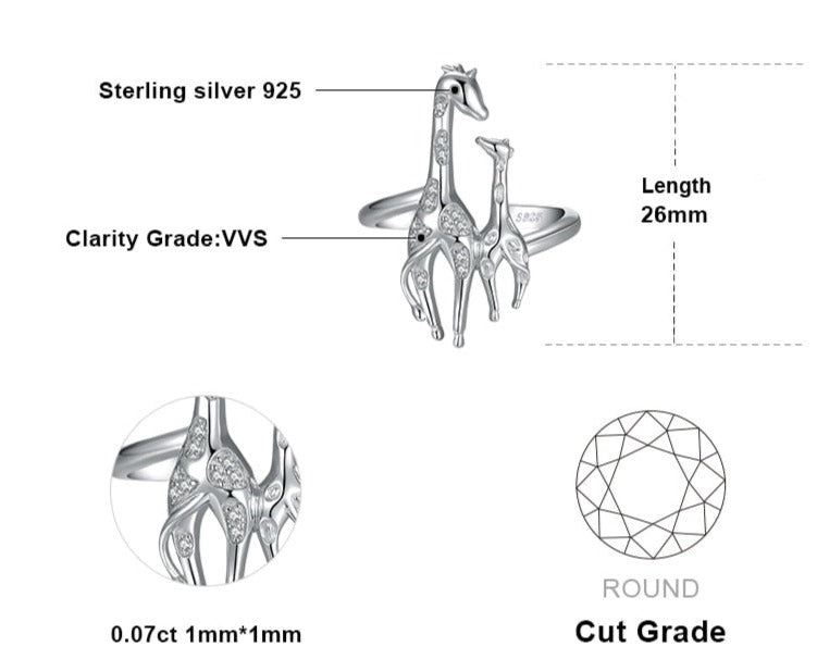 "Mother & Son Giraffes" Adjustable ring - Style's Bug