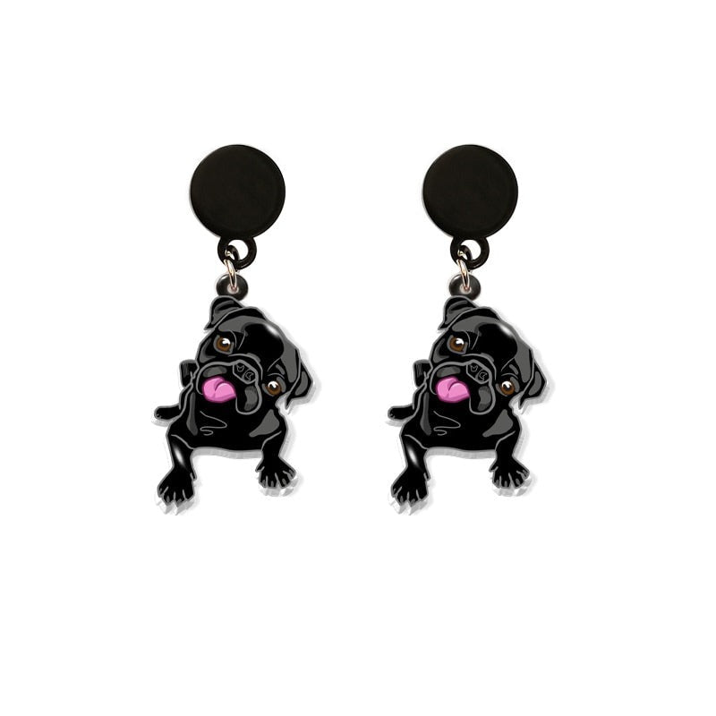 Funny Pug earrings - Style's Bug Black Pug