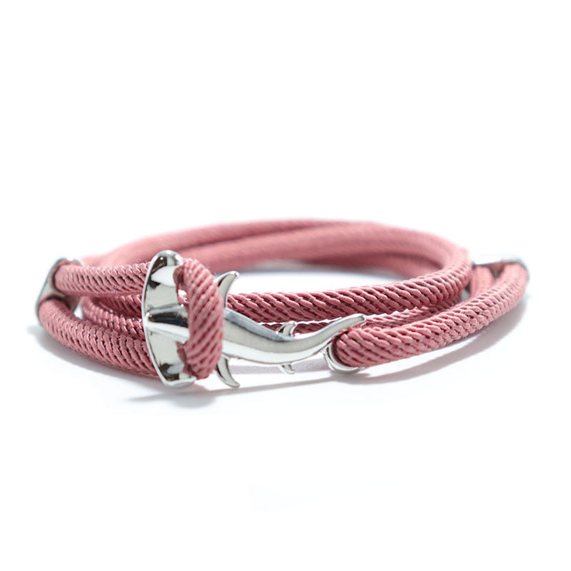 Hammerhead shark bracelet - Style's Bug Silver + Dark Pink