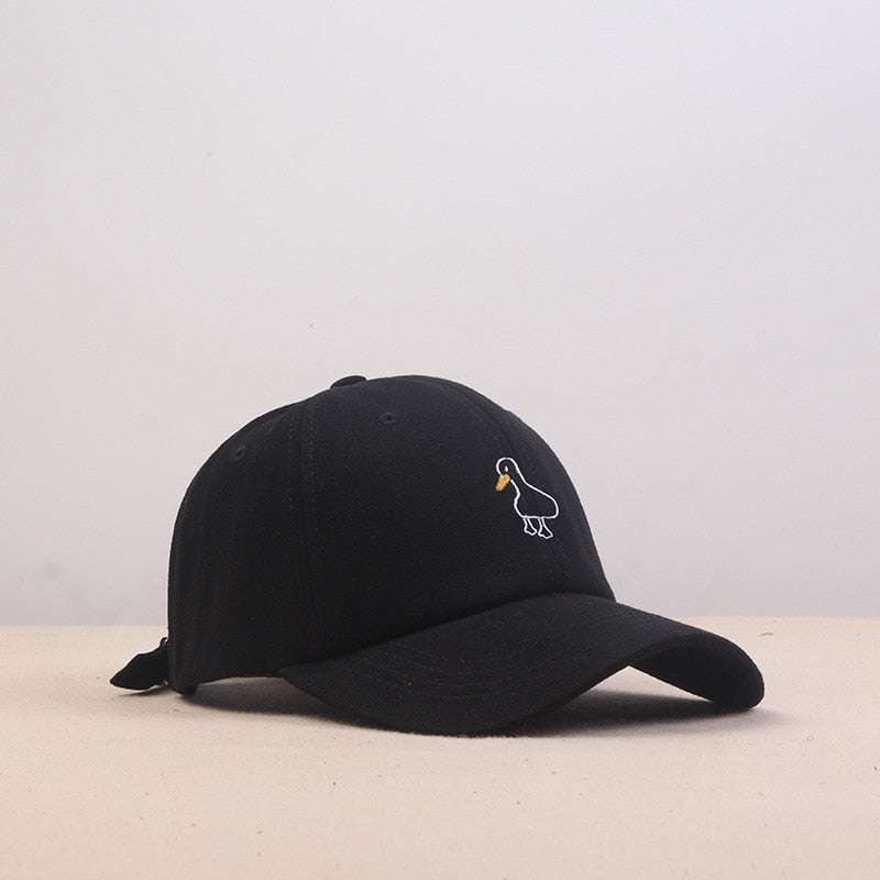 Embroidered Casual Duck Caps by SB - Style's Bug Black