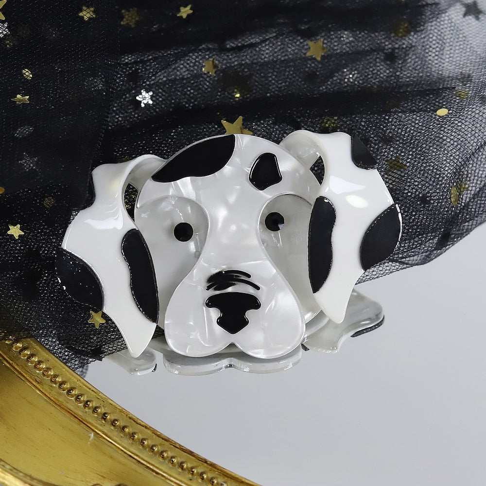 Realistic Dalmatian Face brooch and keychain