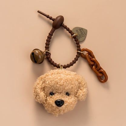 Goldendoodle face plush keychains