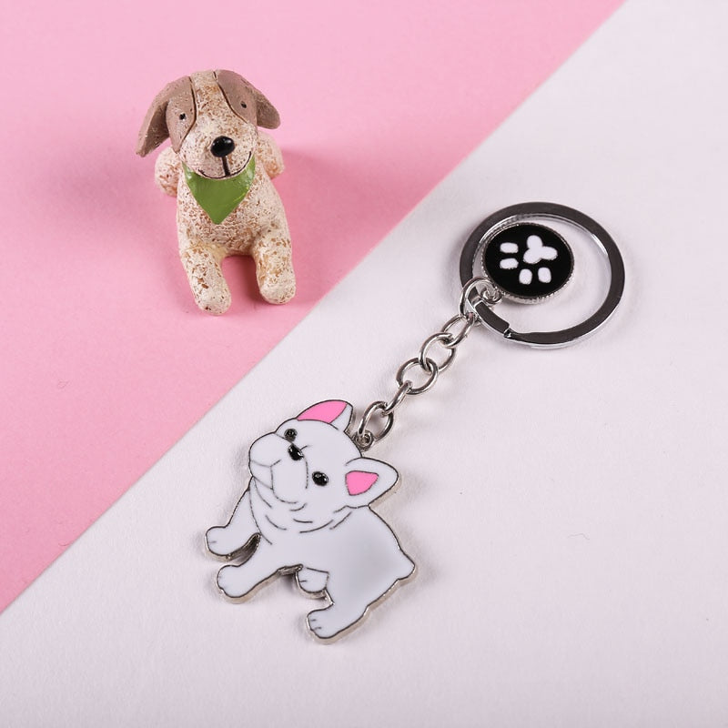 French Bulldog Keychains (2pcs pack) - Style's Bug 2 x White Frenchie