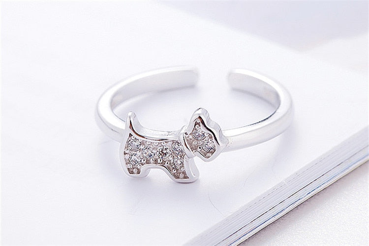 "Tiny Scottish Terriers" ring by SB (2 rings pack) - Style's Bug Silver