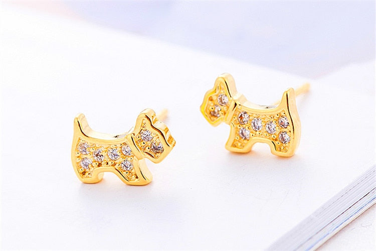 "Tiny Scottish Terriers" earrings by SB (2 pairs pack) - Style's Bug Gold