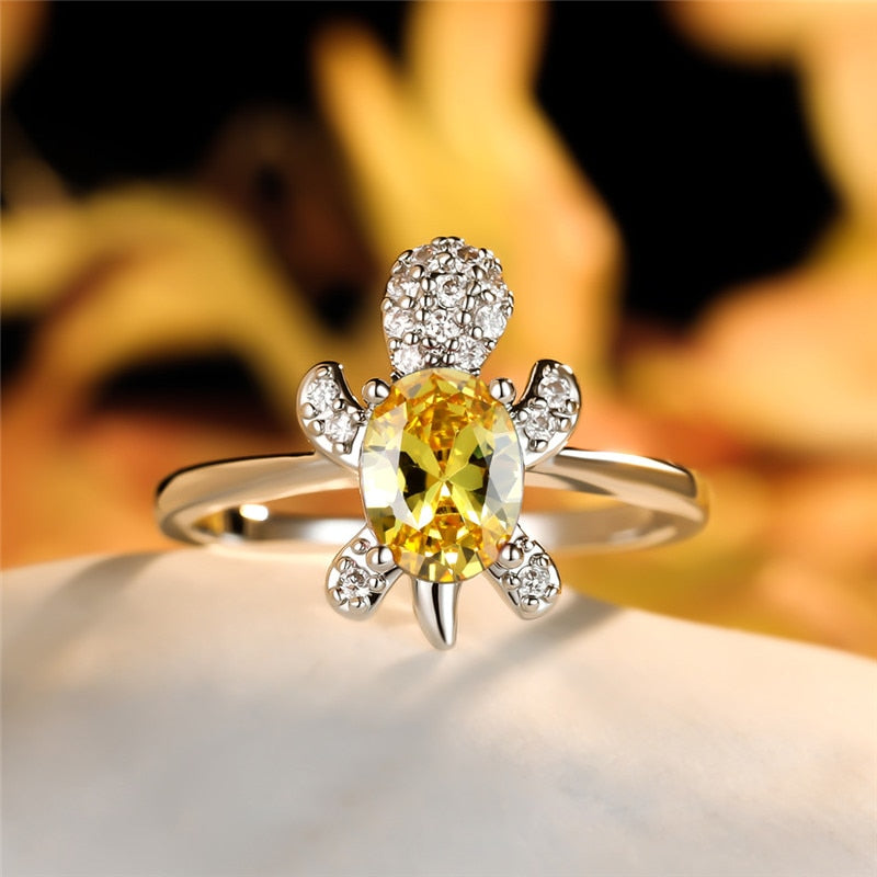 Zircon Turtle ring - Style's Bug Custom Color / 6