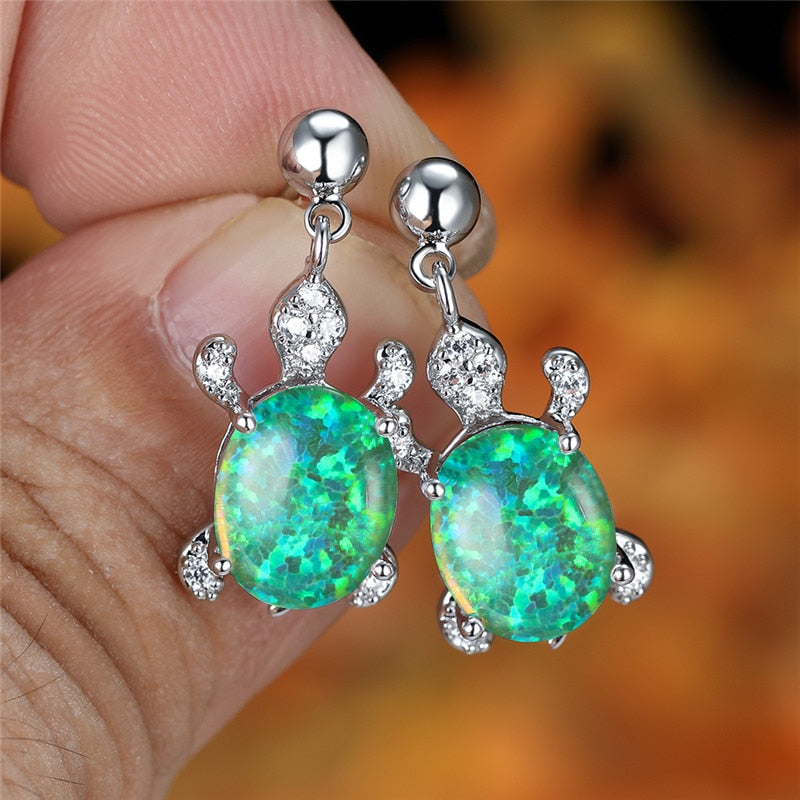 Sea Turtle earrings by Style's Bug - Style's Bug Green Opal