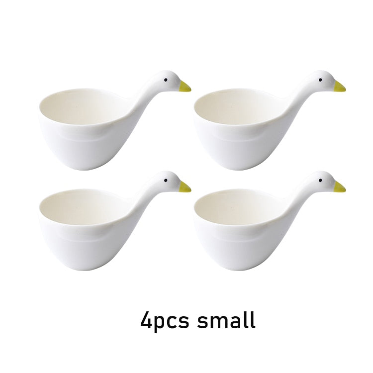Cute Ceramic Duck Bowls - Style's Bug 4 x Small (20% OFF)