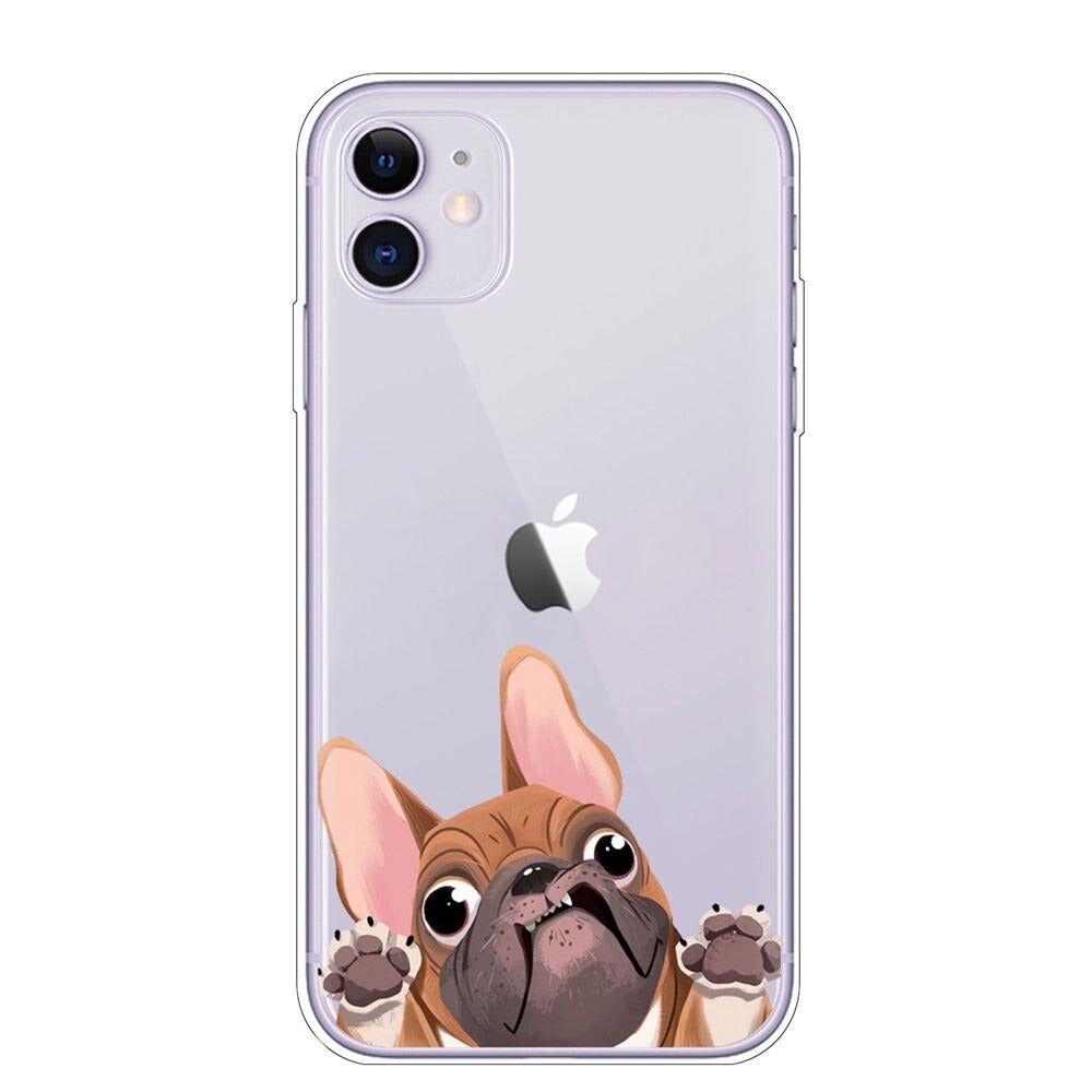 Funny cartoon French Bulldog iPhone cases - Style's Bug Frenchie on a window / For iPhone 7 8 SE20