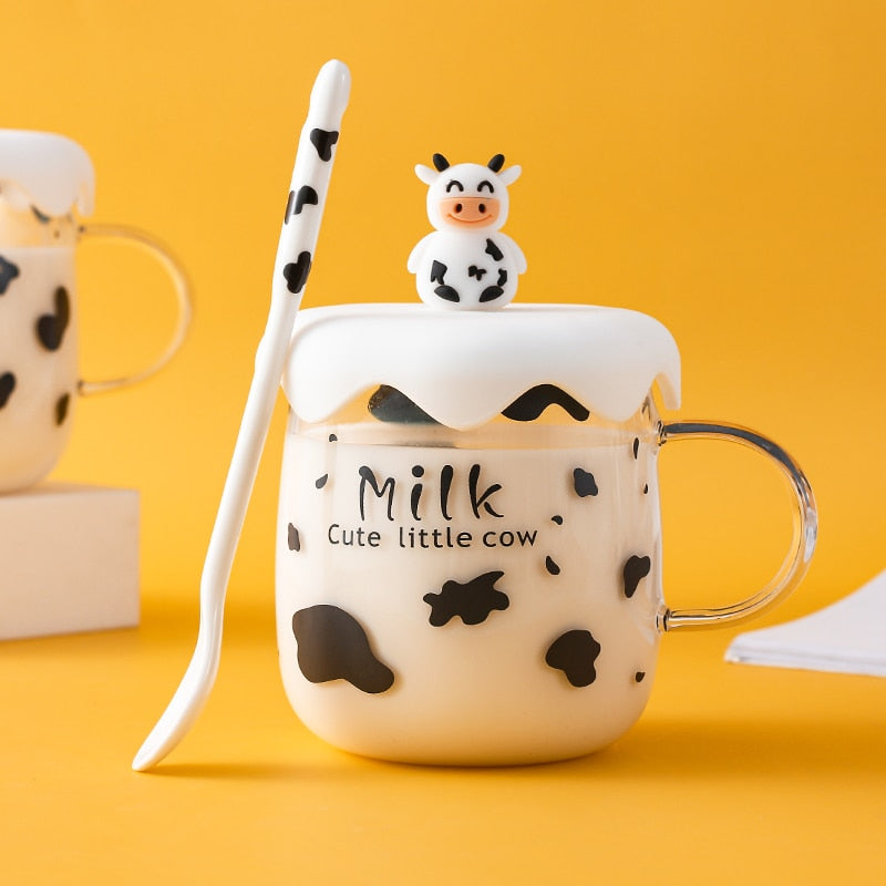 Cartoon Cow mugs by SB (With Lid + Spoon) - Style's Bug