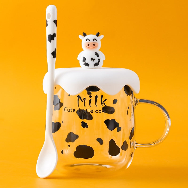 Cartoon Cow mugs by SB (With Lid + Spoon) - Style's Bug D