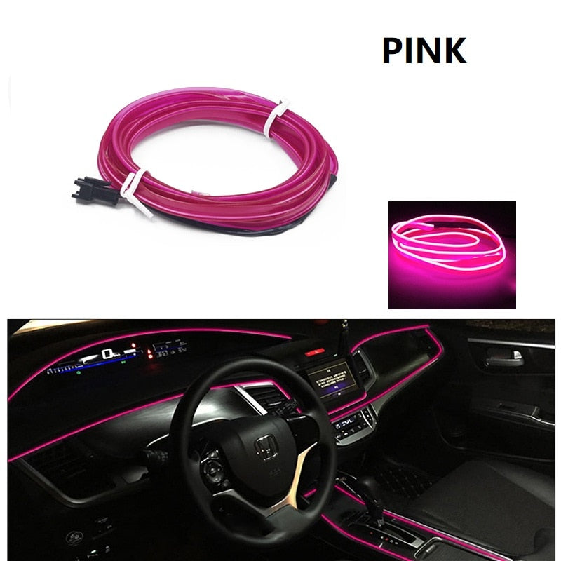 Car Interior LED light Strips - Style's Bug Pink / 1 meter / USB drive
