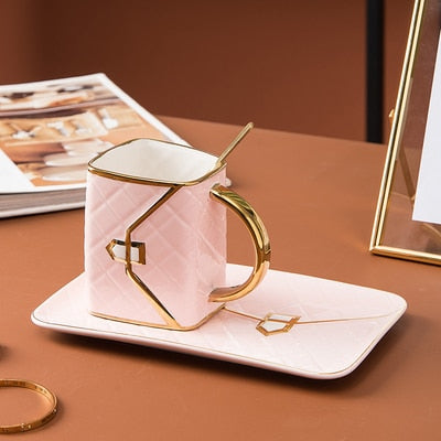 Stylish Handbag Teacup (With Saucer & Spoon) - Style's Bug Pink