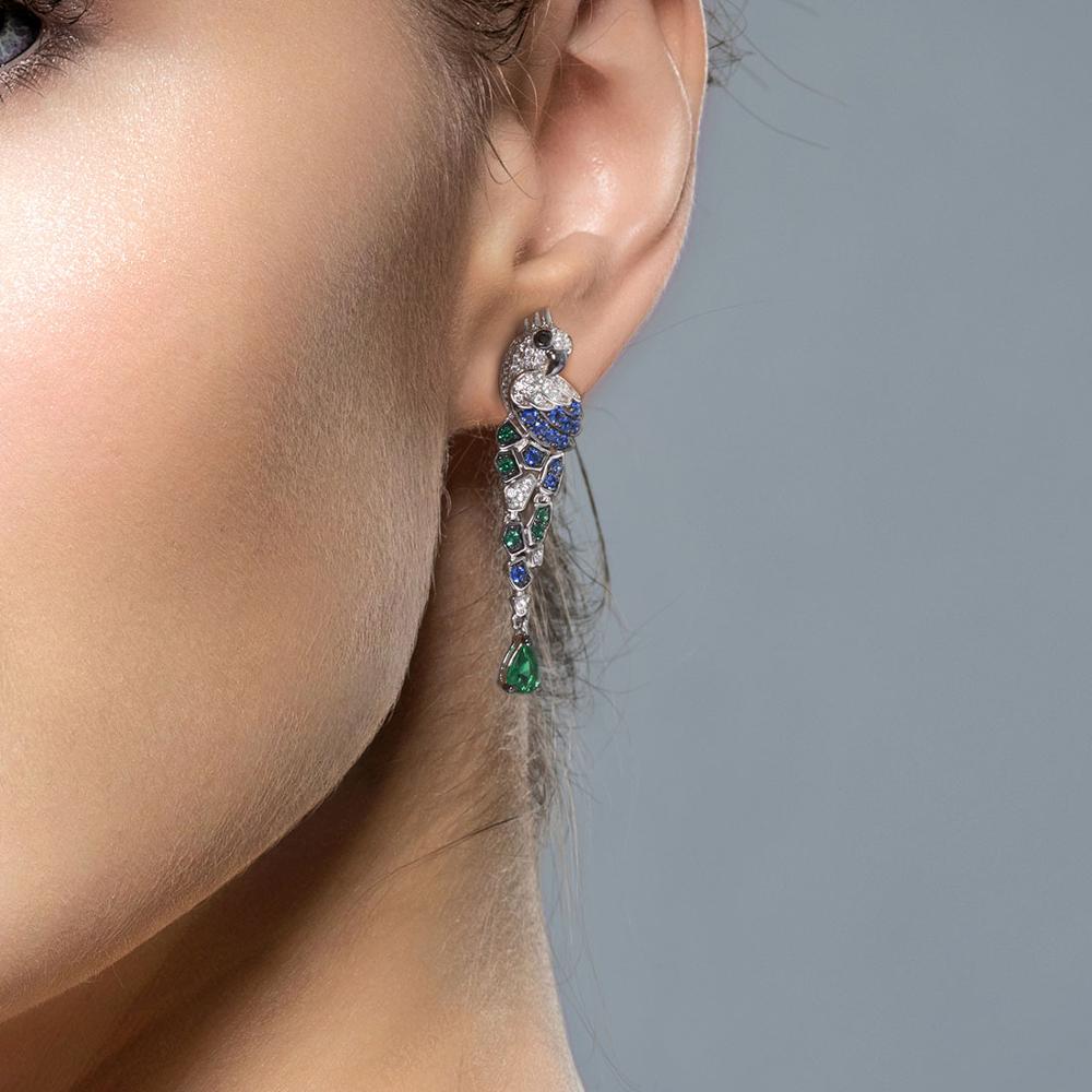 "Blue parrot on a branch" earrings - Style's Bug