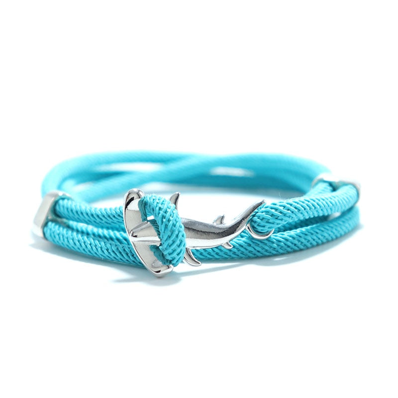 Hammerhead shark bracelet - Style's Bug Silver + Sky Blue