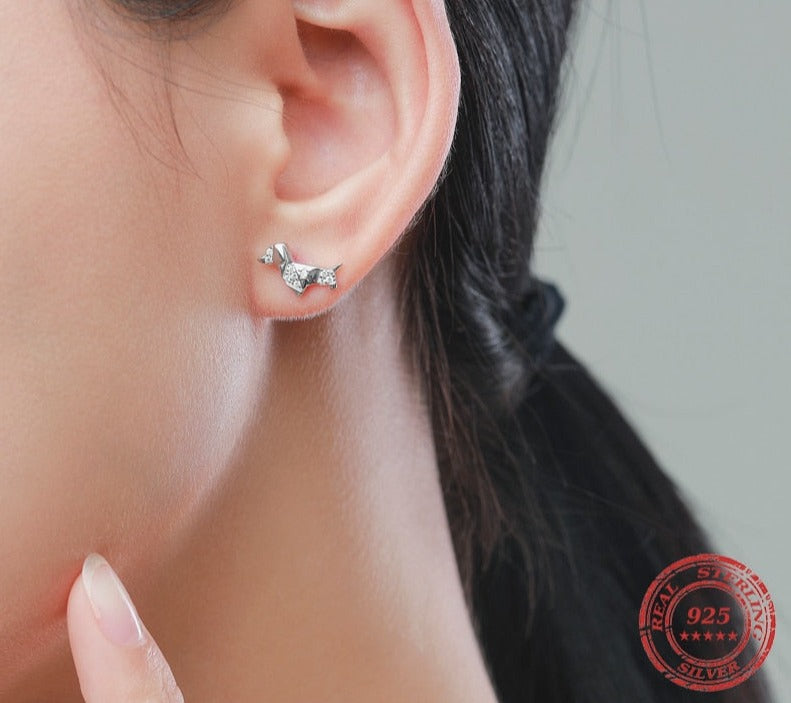 "Silver Dachshunds" earrings by Style's Bug - Style's Bug