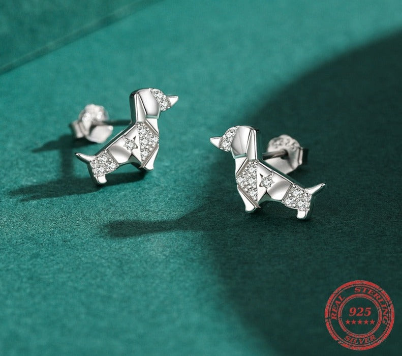 "Silver Dachshunds" earrings by Style's Bug - Style's Bug