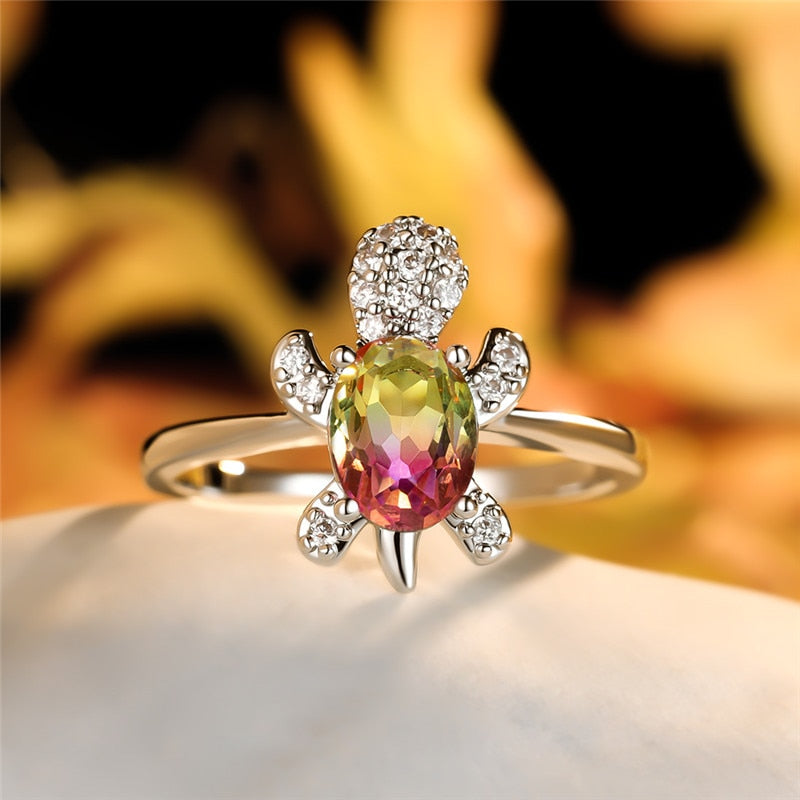 Zircon Turtle ring - Style's Bug Pink Yellow / 6