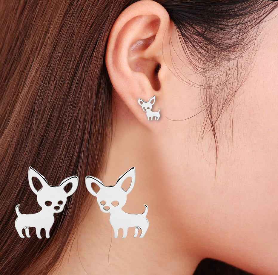 Realistic Dog Earrings (2 pairs pack) - Style's Bug Chihuahua / Gold
