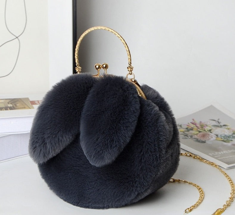 "Fluffy Bunny" mini shoulder bag by SB - Style's Bug Dark Gray