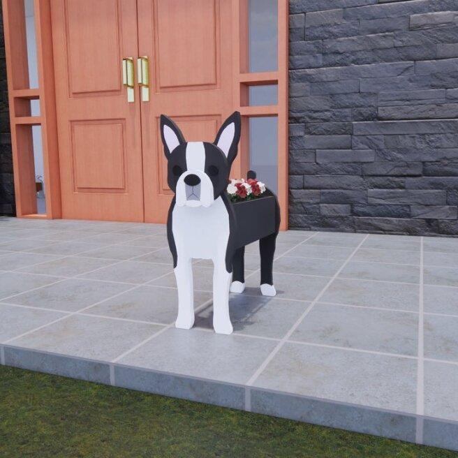 Realistic Dog flower planters - Style's Bug Boston Terrier / 34 cm