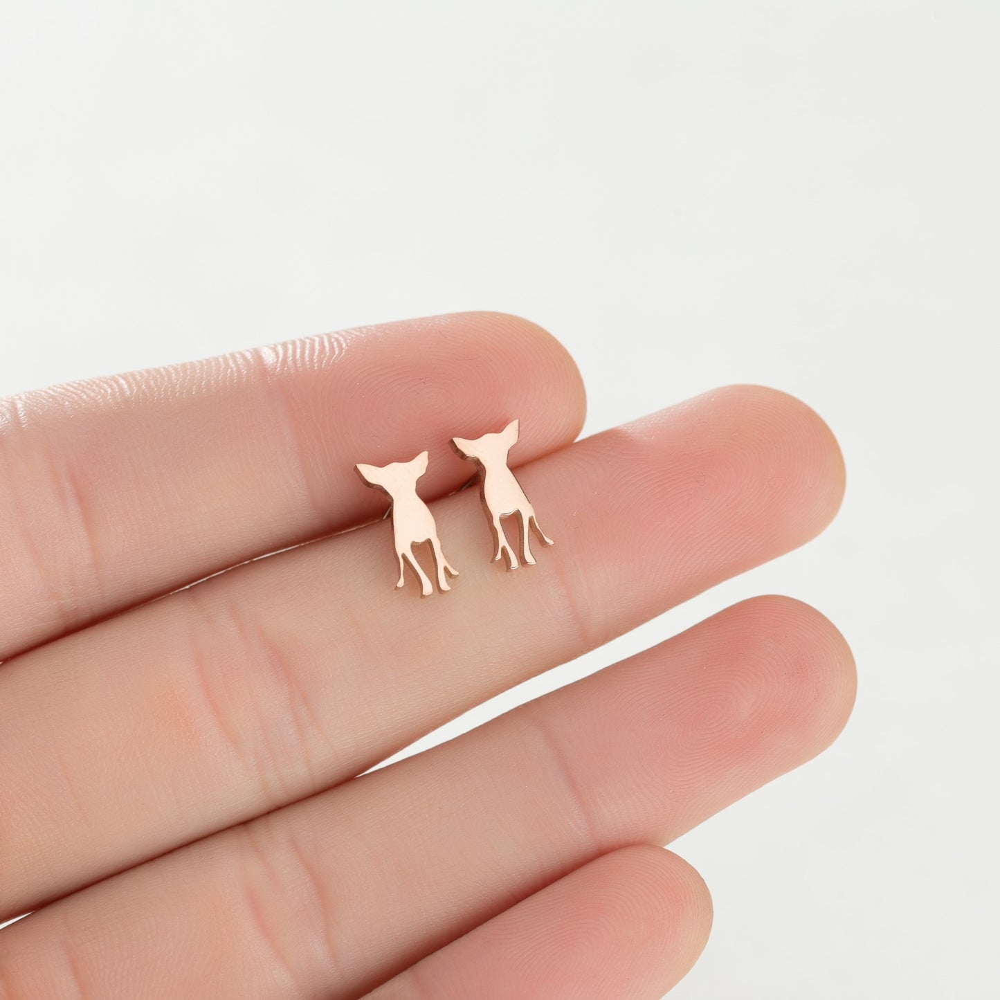 Realistic Dog Earrings (2 pairs pack) - Style's Bug Chihuahua Walking / Gold