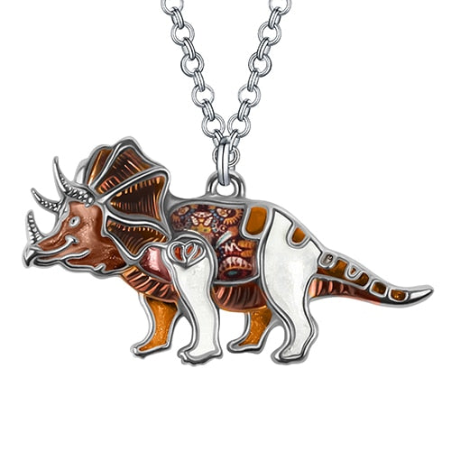Multi-color Triceratops necklace - Style's Bug Brown