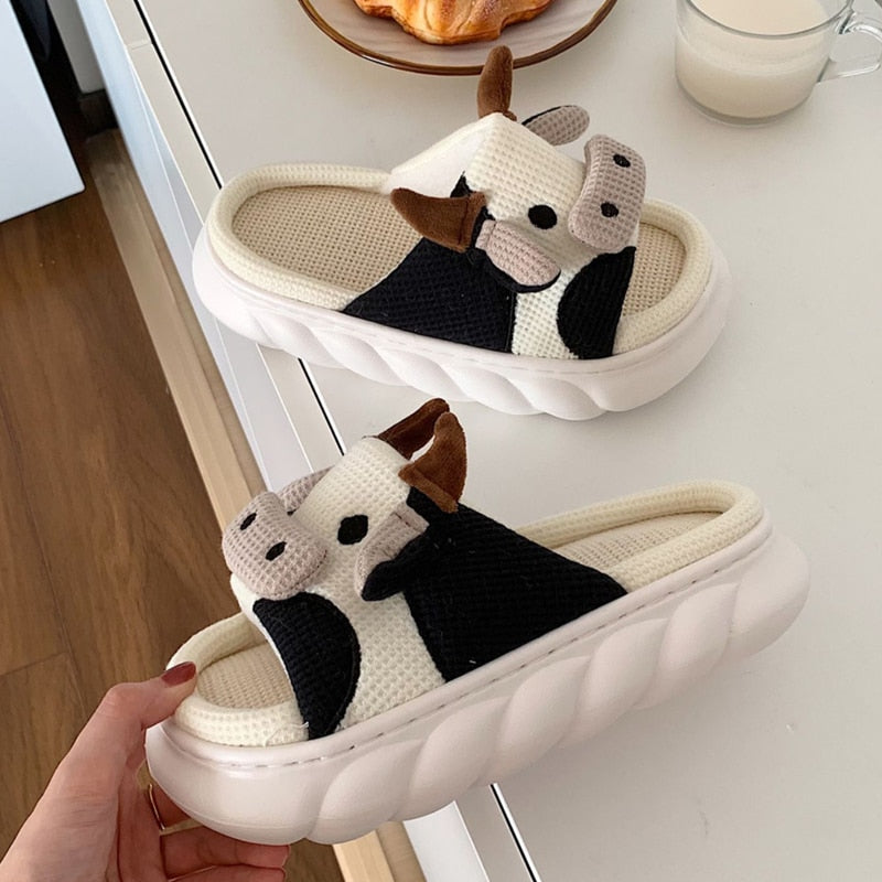 Thick sole Cow Slippers - Style's Bug