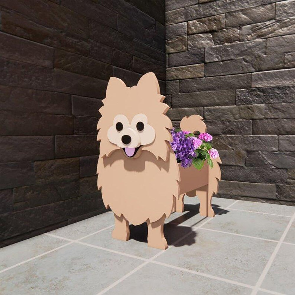 Realistic Dog flower planters - Style's Bug Pomeranian / 34 cm