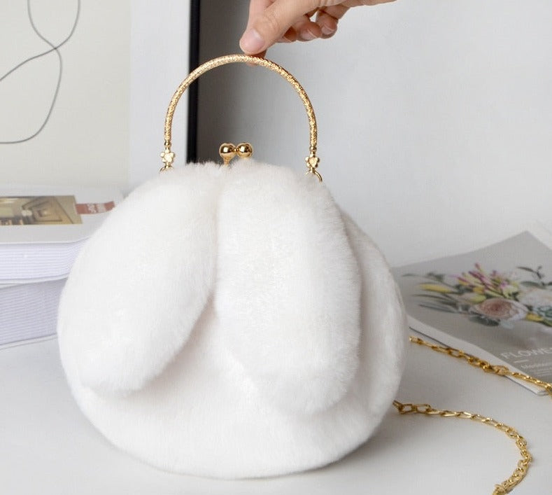 "Fluffy Bunny" mini shoulder bag by SB - Style's Bug White