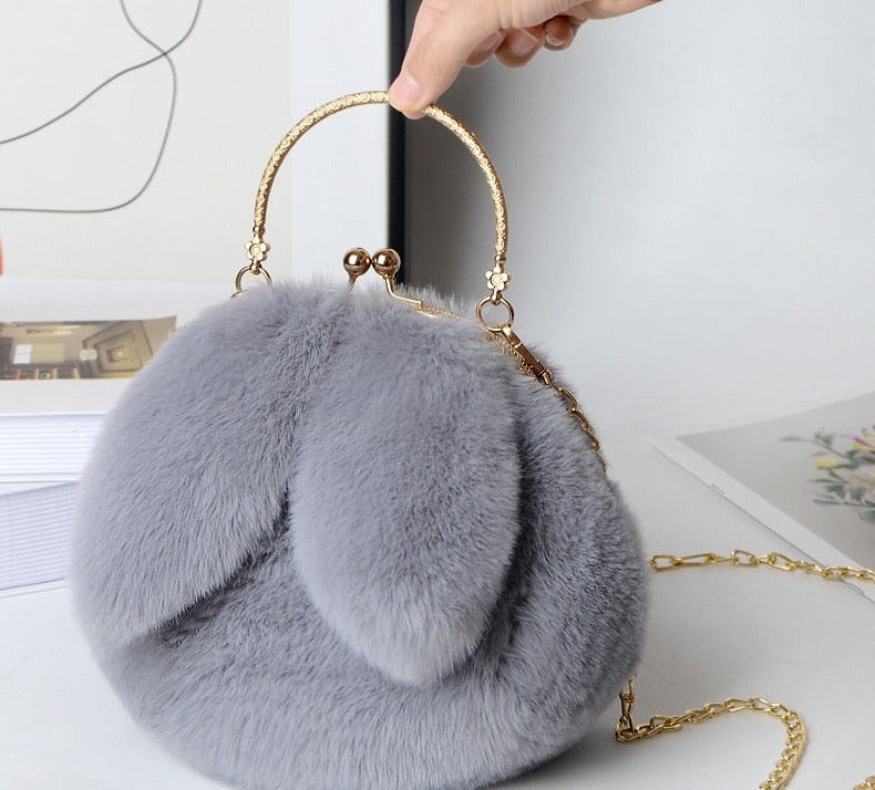 "Fluffy Bunny" mini shoulder bag by SB - Style's Bug Gray