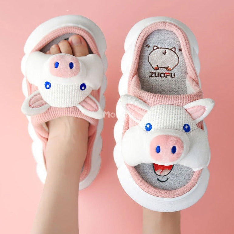 Cute Thick Sole Slippers by SB - Style's Bug White Pig / 36-37(foot 230mm)
