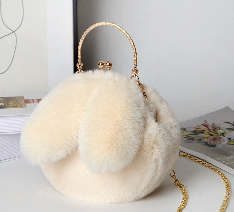 "Fluffy Bunny" mini shoulder bag by SB - Style's Bug Creamy-white
